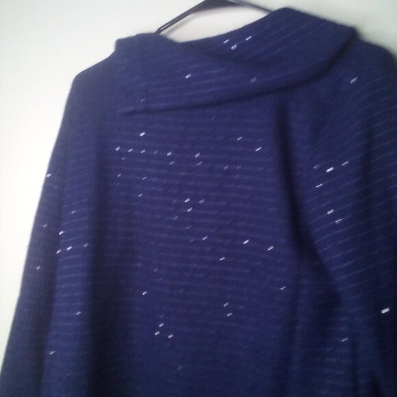 Ruby Rd Sweater M Women Pullover 3/4 Sleeve Cowl Neck Button Detail Blue - Picture 3 of 14